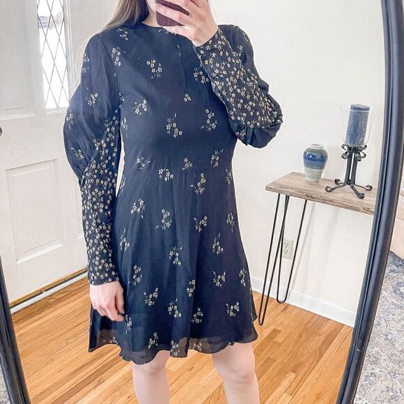 Tibi Lila Florence Mini Dress Black Floral 4 - Picture 6 of 11